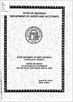 State University of West Georgia, Carrollton, Georgia, report on review of the financial statements for the fiscal year ended June 30, 2002