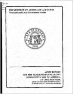 Audit report, for the year ended June 30, 1997, Community Care of America at College Park, Medicaid provider no. 00140654A, Nursing Facilities Services Program [June 30, 1997]