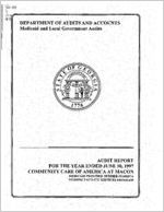 Audit report, for the year ended June 30, 1997, Community Care of America at Macon, Medicaid provider no. 00140687A, Nursing Facilities Services Program [June 30, 1997]
