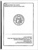 Audit report, for the nine months ended May 31, 1994, Georgia Highlands Medical Services, Inc., Medicaid provider no. 00192574A, Rural Health Clinic Services Program [May 31, 1994]