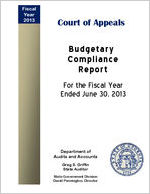 Court of Appeals budgetary compliance report for the fiscal year ended June 30, 2013 [June 30, 2013]