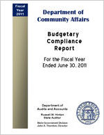 Department of Community Affairs budgetary compliance report for the fiscal year ended June 30, 2011 [June 30, 2011]