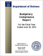Department of Defense budgetary compliance report for the fiscal year ended June 30, 2013 [June 30, 2013]