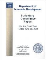 Department of Economic Development budgetary compliance report for the fiscal year ended June 30, 2012 [June 30, 2012]