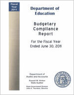 Department of Education budgetary compliance report for the fiscal year ended June 30, 2011 [June 30, 2011]