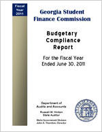 Georgia Student Finance Commission budgetary compliance report for the fiscal year ended June 30, 2011 [June 30, 2011]