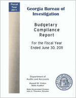 Georgia Bureau of Investigation budgetary compliance report for the fiscal year ended June 30, 2011 [June 30, 2011]