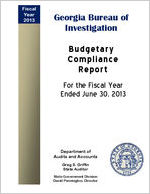 Georgia Bureau of Investigation budgetary compliance report for the fiscal year ended June 30, 2013 [June 30, 2013]