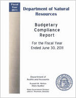 Department of Natural Resources budgetary compliance report for the fiscal year ended June 30, 2011 [June 30, 2011]