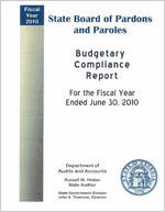 State Board of Pardons and Paroles budgetary compliance report for the fiscal year ended June 30, 2010