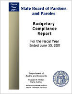 State Board of Pardons and Paroles budgetary compliance report for the fiscal year ended June 30, 2011 [June 30, 2011]