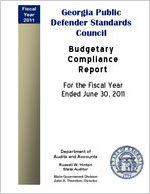 Georgia Public Defender Standards Council budgetary compliance report for the fiscal year ended June 30, 2011 [June 30, 2011]