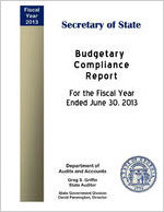 Secretary of State budgetary compliance report for the fiscal year ended June 30, 2013 [June 30, 2013]