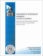University System of Georgia, Atlanta, Georgia, budgetary compliance report for the fiscal year ended June 30, 2010
