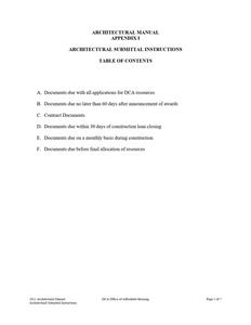 Architectural manual, appendix I, architectural submittal instructions, 2012