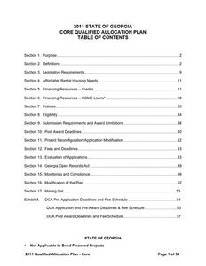 2011 State of Georgia core qualified allocation plan