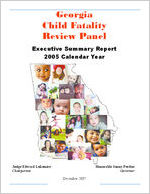 Georgia Child Fatality Review Panel executive summary report 2005 calendar year