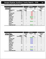 Georgia Physician Workforce county reports - 2008: Appling County physician standard report