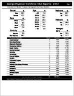 Georgia Physician Workforce MSA reports - 2002: Hinesville-Fort Stewart physician demographic summary statistics [2003]