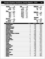 Georgia Physician Workforce county reports - 2002: Lowndes County physician demographic summary statistics [2003]