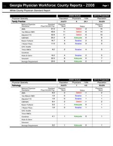 Georgia physician workforce: county reports, 2008 White County physician standard report