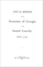 Annual message of the Governor of Georgia [Allen D. Candler] to the General Assembly, October 23, 1901