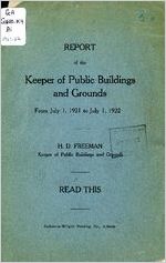 Report of the Keeper of Public Buildings and Grounds from 1921 July 1, to 1922 July 1