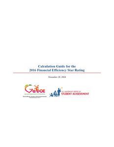 Calculation guide for the 2016 Financial Efficiency Star Rating, updated 2016 November 28