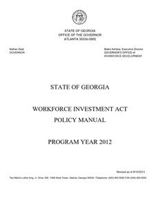 State of Georgia Workforce Investment Act policy manual, program year 2012