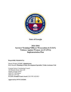 Services*Training*Officers*Prosecution (STOP) Violence Against Women Act (VAWA) implementation plan 2014-2016
