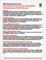 2008 Georgia data summary: haemophilus influenzae and haemophilus influenzae type B (hib) disease