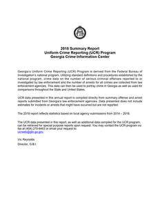 Summary report, Uniform Crime Reporting (UCR) Program, 2018