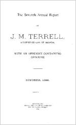 Seventh annual report of J.M. Terrell, Attorney-General of Georgia, with an appendix containing opinions