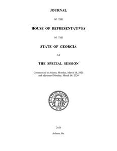 Journal of the House of Representatives of the State of Georgia, 2020 special session