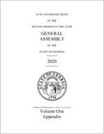 Acts and resolutions of the first session of the 155th General Assembly of the State of Georgia 2020: volume one: appendix