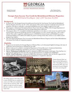 Georgia state income tax credit for rehabilitated historic properties : SFY 2018 end of year report