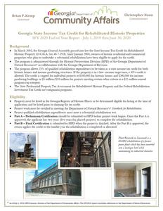 Georgia state income tax credit for rehabilitated historic properties : SFY 2020 end of year report