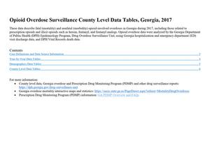 Opioid overdose surveillance county level data tables, Georgia, 2017