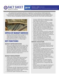 Fact sheet, budget & finance, 2019