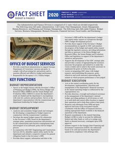Fact sheet, budget & finance, 2020