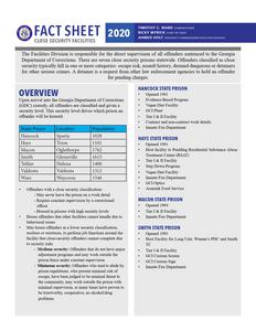 Fact sheet, close security facilities, 2020