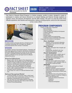 Fact sheet, faith & character based program, 2020