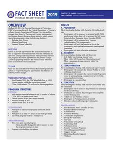 Fact sheet, Veterans Reentry Program, 2019