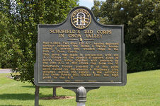 Schofield's 23d Corps in Crow Valley historical marker