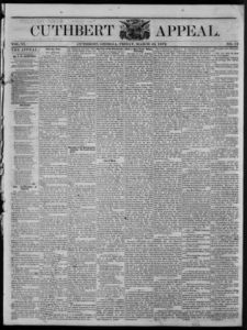 Cuthbert weekly appeal, 1872 March 22