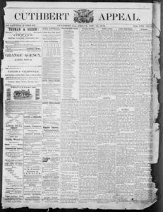 Cuthbert weekly appeal, 1874 November 13