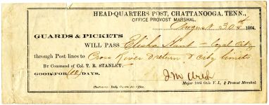 Elisha Hunt Civil War passes, 1864 June-August
