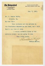 Holt, Hamilton. Letter