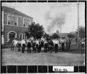 [Photograph of volunteer firemen with hand drawn equipment, Fitzgerald, Ben Hill County, Georgia, 1902 or 1903]