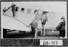 [Photograph of Mrs. Gladys Schofield boarding an airplane, Macon, Bibb County, Georgia, ca. 193-]